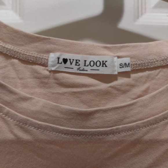 Love Look Peach T-Shirt with Tulle Ruffled Shoulders, Size S/M - Picture 4 of 4